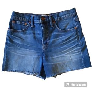 Madewell High Rise Denim Jean Shorts, Cut Offs, Raw Hem, Have Stretch, Size 27